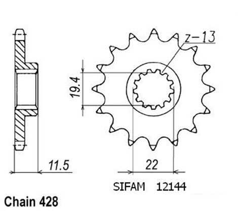 Pignon Dr125 Se 1996-2000 - 428 - 15 Dents - Similaire JTF409