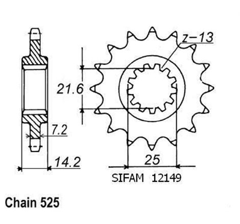 Pignon Zr 750 Zephir 1995-1998 - 525 - 15 Dents - Similaire JTF1531