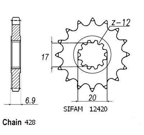 Pignon Beta 50 - 428 - 13 Dents - Similaire JTF4025