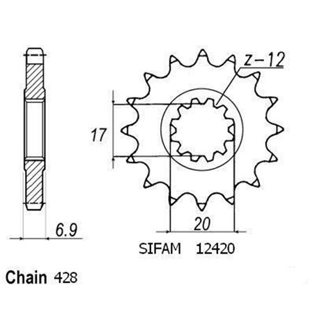 Pignon Beta 50 - 428 - 13 Dents - Similaire JTF4025