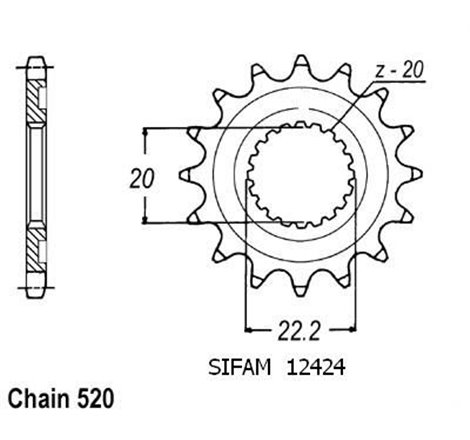 Pignon Yamaha Yzf/Wrf 250 2001-0 - 520 - 15 Dents - Similaire JTF1590