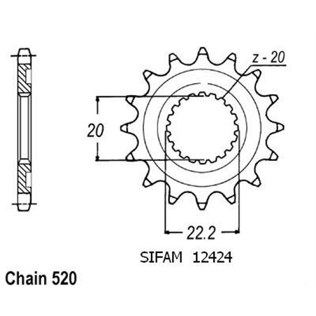 Pignon Yamaha Yzf/Wrf 250 2001-0 - 520 - 15 Dents - Similaire JTF1590