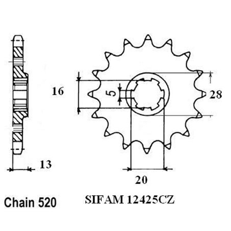 Pignon Tm 125 Cross/Enduro - 520 - 12 Dents