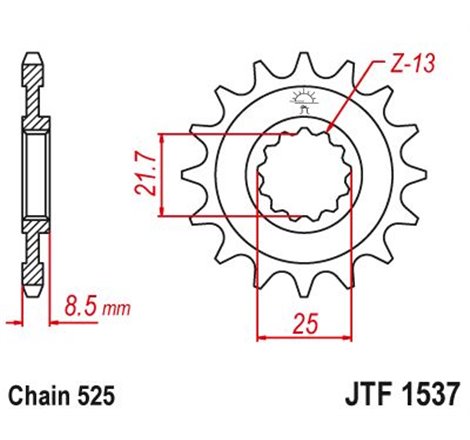 Pignon Kawasaki - 525 - 14 Dents - Similaire JTF1537