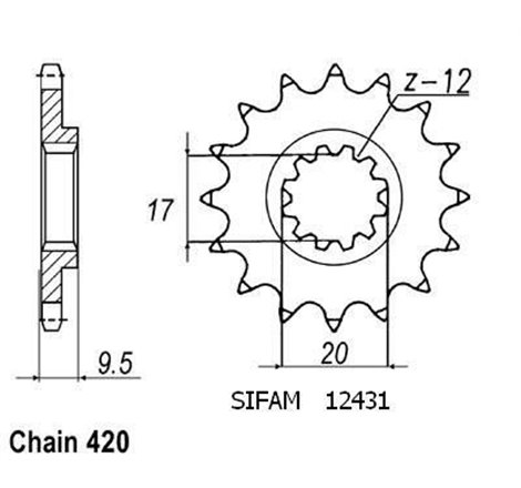 Pignon Ktm 60/65 Sx 1998-2002 - 420 - 13 Dents - Similaire JTF2431