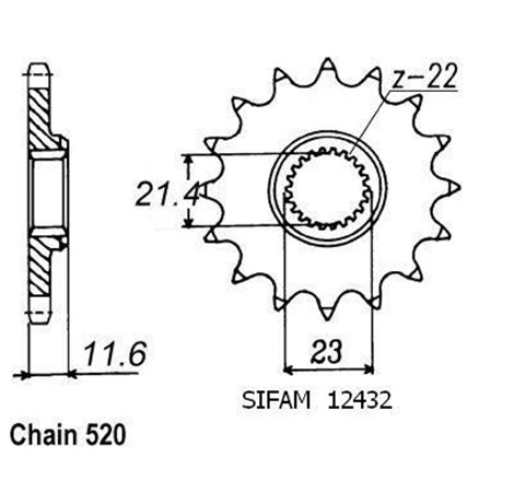 Pignon Yamaha 250 Ttr 1993-2004 - 520 - 12 Dents - Similaire JTF583