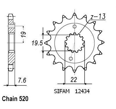 Pignon Quad 400 Kfx/Ltz - 520 - 13 Dents - Similaire JTF1401