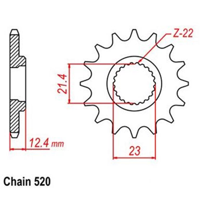 Pignon Yamaha Yfm 250 Raptor - 520 - 14 Dents - Similaire JTF1593