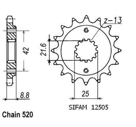 Pignon Racing - 520 - 15 Dents - Similaire JTF1516