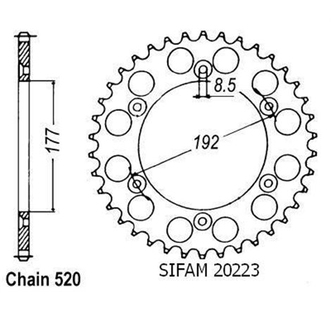 Couronne Husqvarna 125/250 Cr/Wr 1985-1987 - 520 - 48 Dents - Similaire JTR223