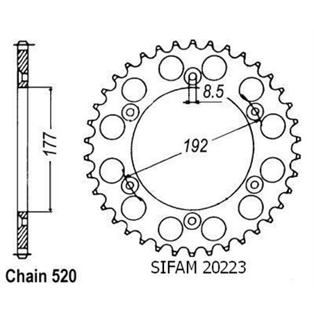 Couronne Husqvarna 125/250 Cr/Wr 1985-1987 - 520 - 48 Dents - Similaire JTR223