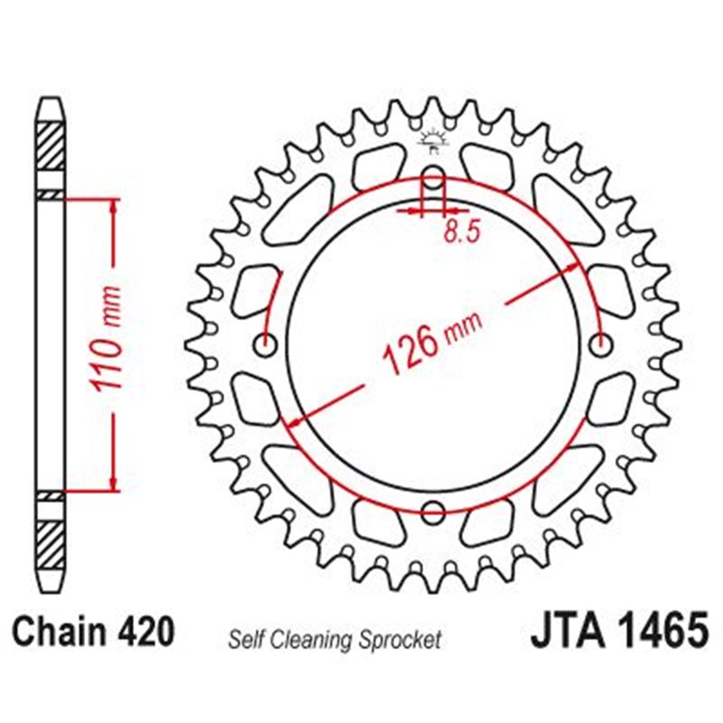 Couronne Alu Kawasaki / Suzuki Kx65/Rm65 /Z46 - 420 - 46 Dents - Similaire JTA1465