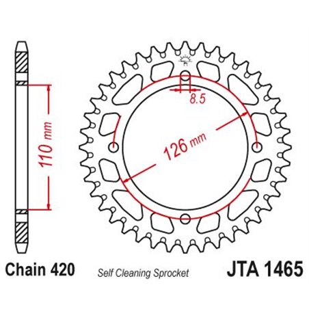 Couronne Alu Kawasaki / Suzuki Kx65/Rm65 /Z46 - 420 - 46 Dents - Similaire JTA1465