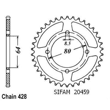 Couronne Rs 125 Dx 1976-1984 - 428 - 36 Dents - Similaire JTR838