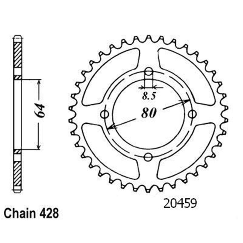 Couronne Ybr 125 2006 - 428 - 45 Dents - Similaire JTR838