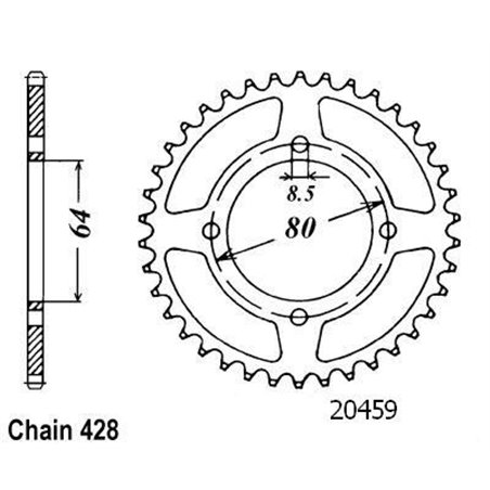 Couronne Ybr 125 2006 - 428 - 45 Dents - Similaire JTR838