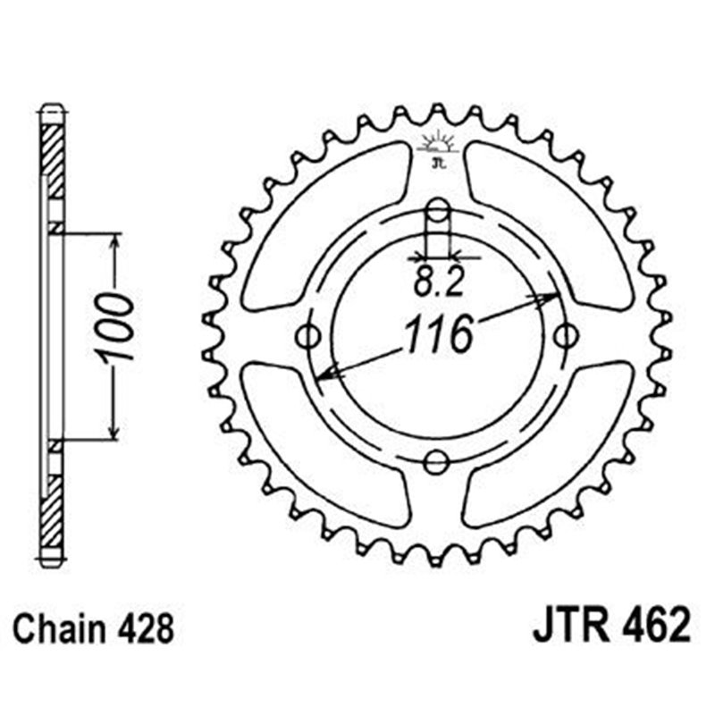 Couronne Kawasaki 80 Kx 1986-1999 - 428 - 49 Dents - Similaire JTR462