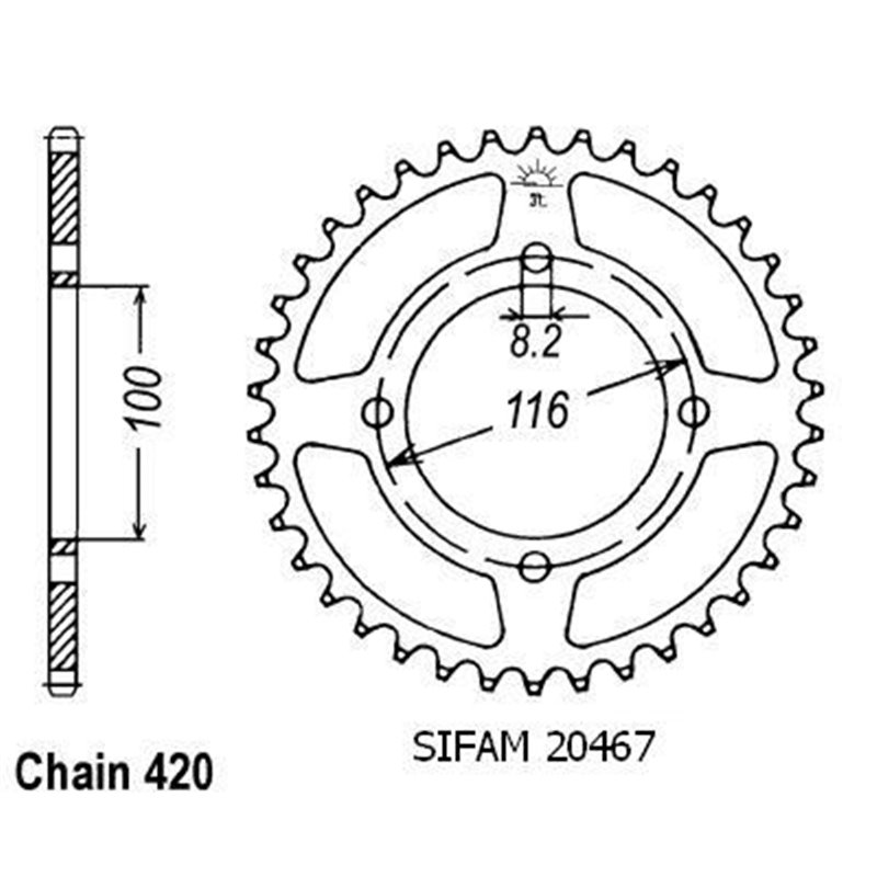 Couronne Alu Kawasaki 80/85 Kx 1983-2004 - 420 - 53 Dents - Similaire JTA461