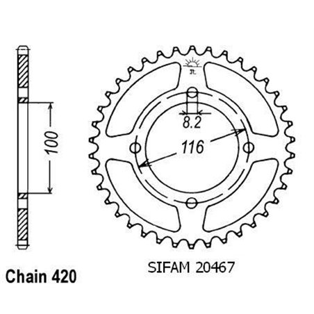 Couronne Alu Kawasaki 80/85 Kx 1983-2004 - 420 - 53 Dents - Similaire JTA461