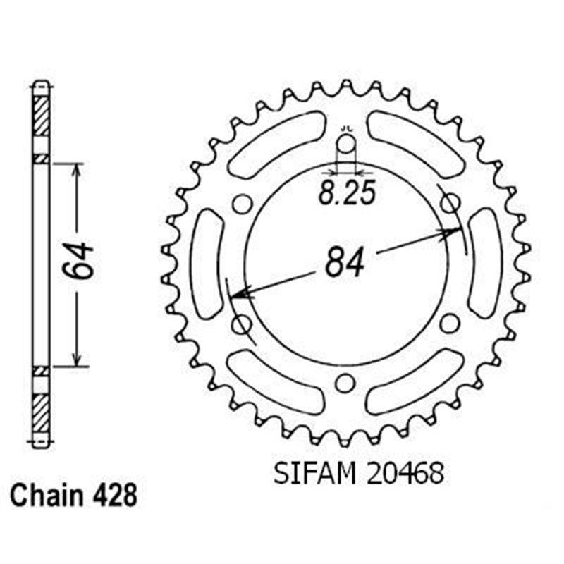 Couronne Ts 125 1973-77 - 428 - 50 Dents - Similaire JTR809