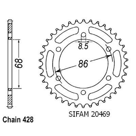 Couronne Ar 125 1984-1987 - 428 - 36 Dents - Similaire JTR468