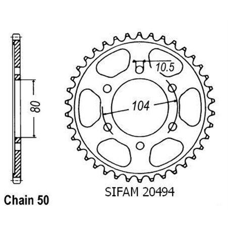 Couronne Zx 550 Gpz Unitrack - 530 - 38 Dents - Similaire JTR488