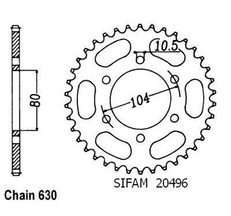 Couronne Z 750 H/L/R 1980-1984 Z 650 F 1981-1983 - 630 - 33 Dents - Similaire JTR501