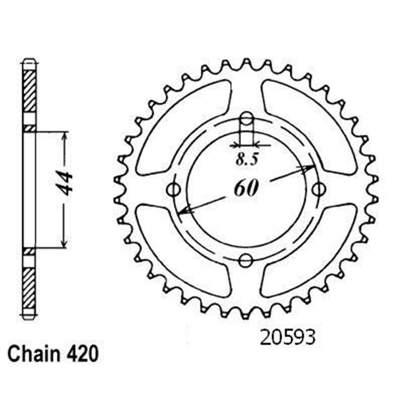 Couronne Dtr 50 Vitesse / X-limit - 4 Trous - 420 - 52 Dents - Similaire JTR832