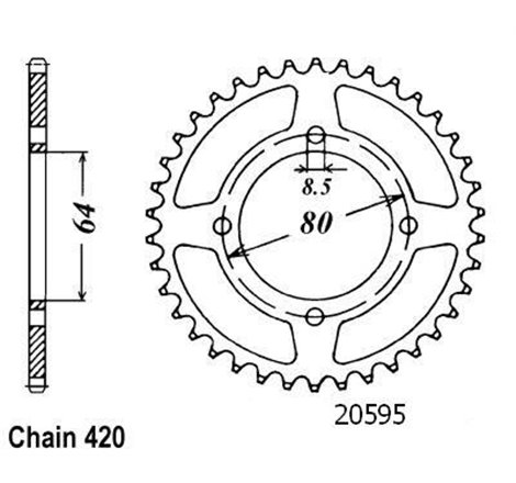 Couronne Chappy 50/80 1985-1996 Pw 80 1983-1997 - 420 - 32 Dents - Similaire JTR834