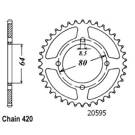 Couronne Chappy 50/80 1985-1996 Pw 80 1983-1997 - 420 - 32 Dents - Similaire JTR834