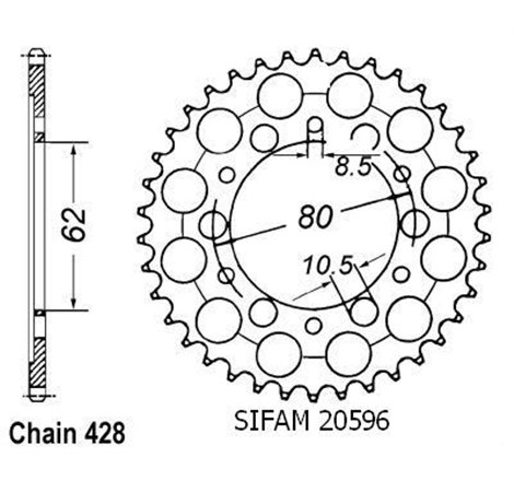 Couronne Dt 125 E 1978-1979 - 428 - 37 Dents - Similaire JTR842