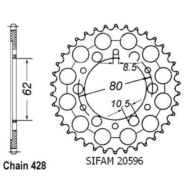 Couronne Dt 125 E 1978-1979 - 428 - 37 Dents - Similaire JTR842