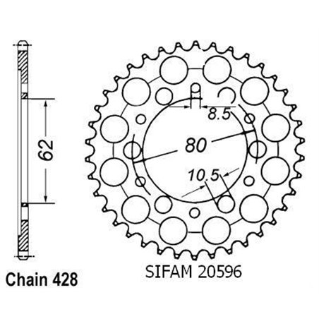 Couronne Dt 125 E 1978-1979 - 428 - 37 Dents - Similaire JTR842