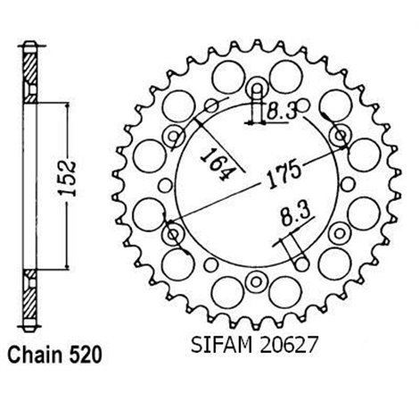 Couronne Yamaha 125/250 Yz 1981-1998 - 520 - 48 Dents - Similaire JTR853