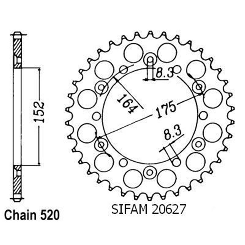 Couronne Yamaha 125/250 Yz 1981-1998 - 520 - 48 Dents - Similaire JTR853