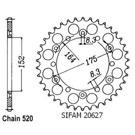 Couronne Yamaha 125/250 Yz 1981-1998 - 520 - 49 Dents - Similaire JTR853