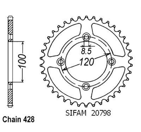 Couronne Alu Suzuki / Yamaha 80/85 Yz/Rm 1993-2008 - 428 - 51 Dents - Similaire JTA798