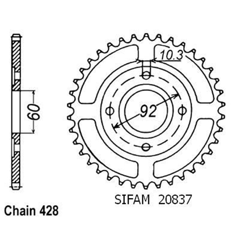 Couronne Rd 125 Dx Baton 1978-1981 - 428 - 39 Dents - Similaire JTR837