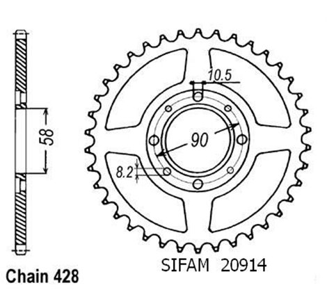 Couronne Cb 125 S/T2/Twin 1979-8 - 428 - 38 Dents - Similaire JTR269