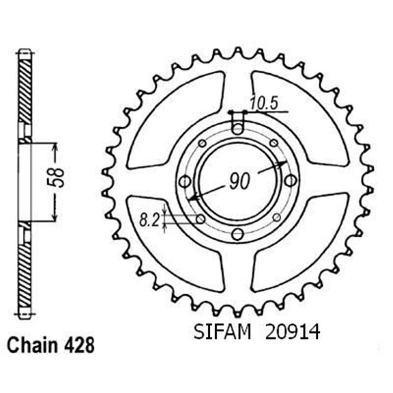 Couronne Cb 125 S/T2/Twin 1979-8 - 428 - 38 Dents - Similaire JTR269