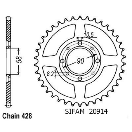 Couronne Cb 125 S/T2/Twin 1979-8 - 428 - 38 Dents - Similaire JTR269