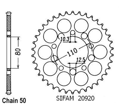 Couronne Vf 750 C 1993-1998 - 530 - 39 Dents - Similaire JTR1334