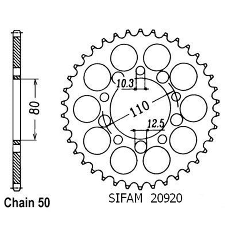 Couronne Vf 750 C 1993-1998 - 530 - 39 Dents - Similaire JTR1334