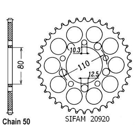 Couronne Vf 750 C 1993-1998 - 530 - 39 Dents - Similaire JTR1334