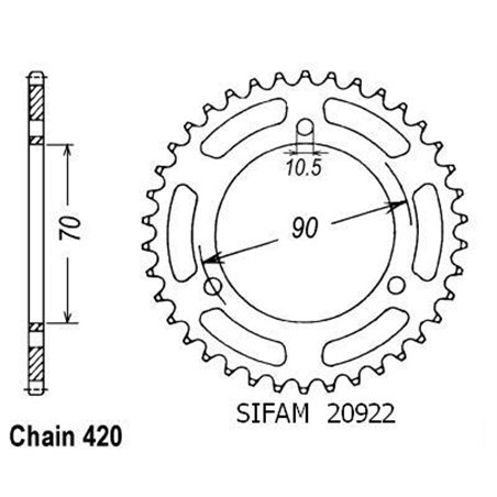 Couronne Mtx 80 R/S 1983-1986 - 420 - 43 Dents - Similaire JTR239