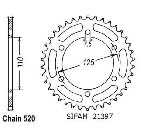 Couronne 125 Blues 1987-1993 - 520 - 40 Dents - Similaire JTR1397