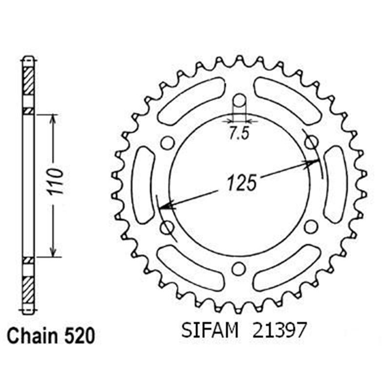 Couronne 125 Blues 1987-1993 - 520 - 40 Dents - Similaire JTR1397