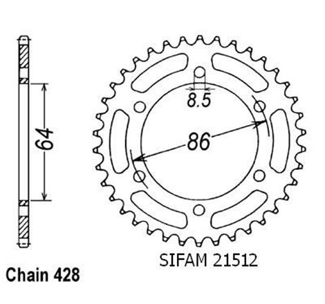 Couronne Ke/Ks 125 1976-1987 - 428 - 50 Dents - Similaire JTR471