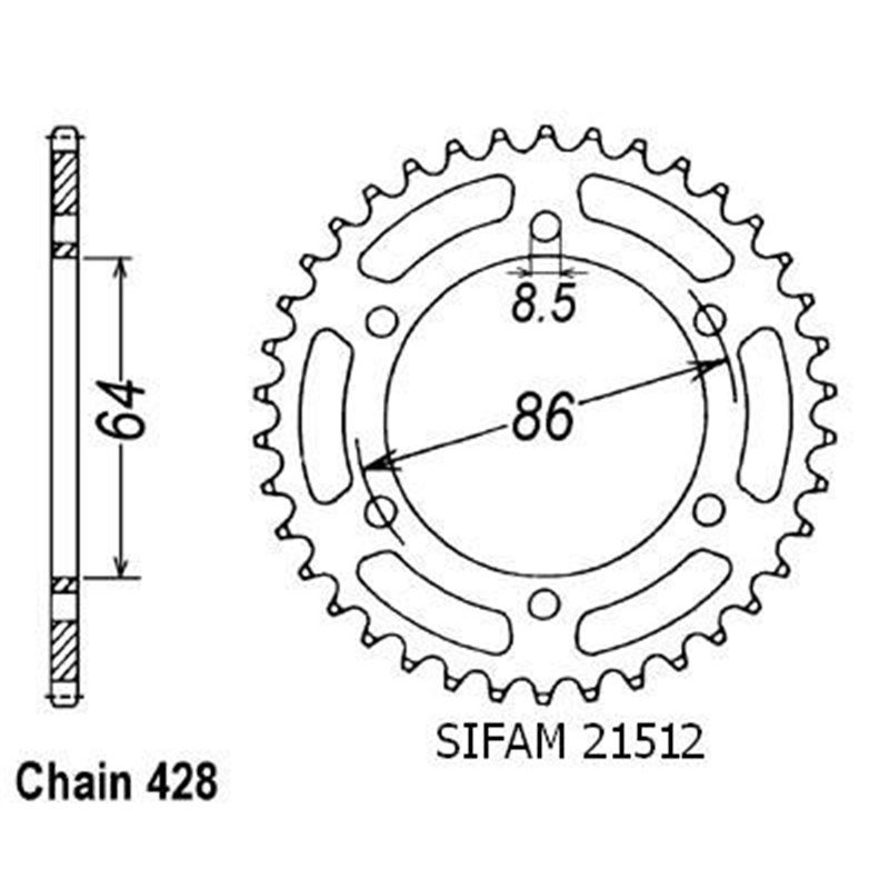 Couronne Ke/Ks 125 1976-1987 - 428 - 50 Dents - Similaire JTR471