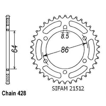 Couronne Ke/Ks 125 1976-1987 - 428 - 50 Dents - Similaire JTR471